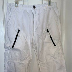 INC Men's Cafe Racer WHITE Capri Zipper Cargo Shorts - Size 32 - Retail $110